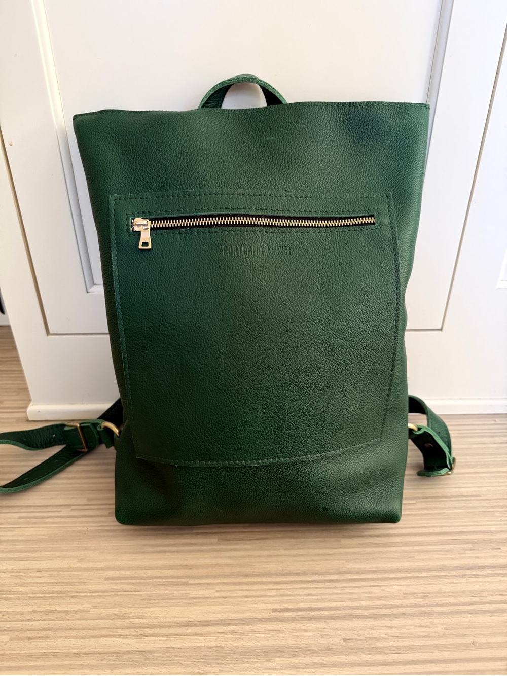 Forest Green Leather Backpack by Portland Leather Like New